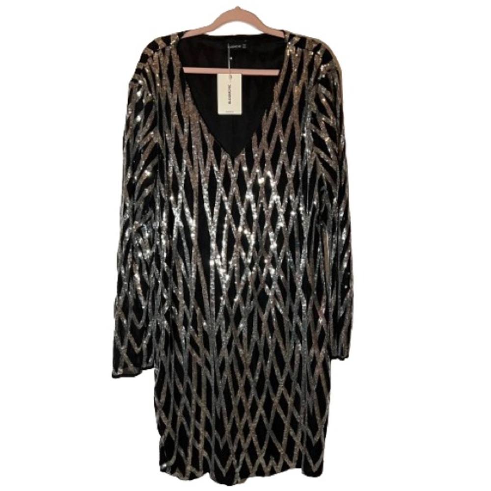 NWT Bloomchic Party Dress size 22 Black Silver Sequins
